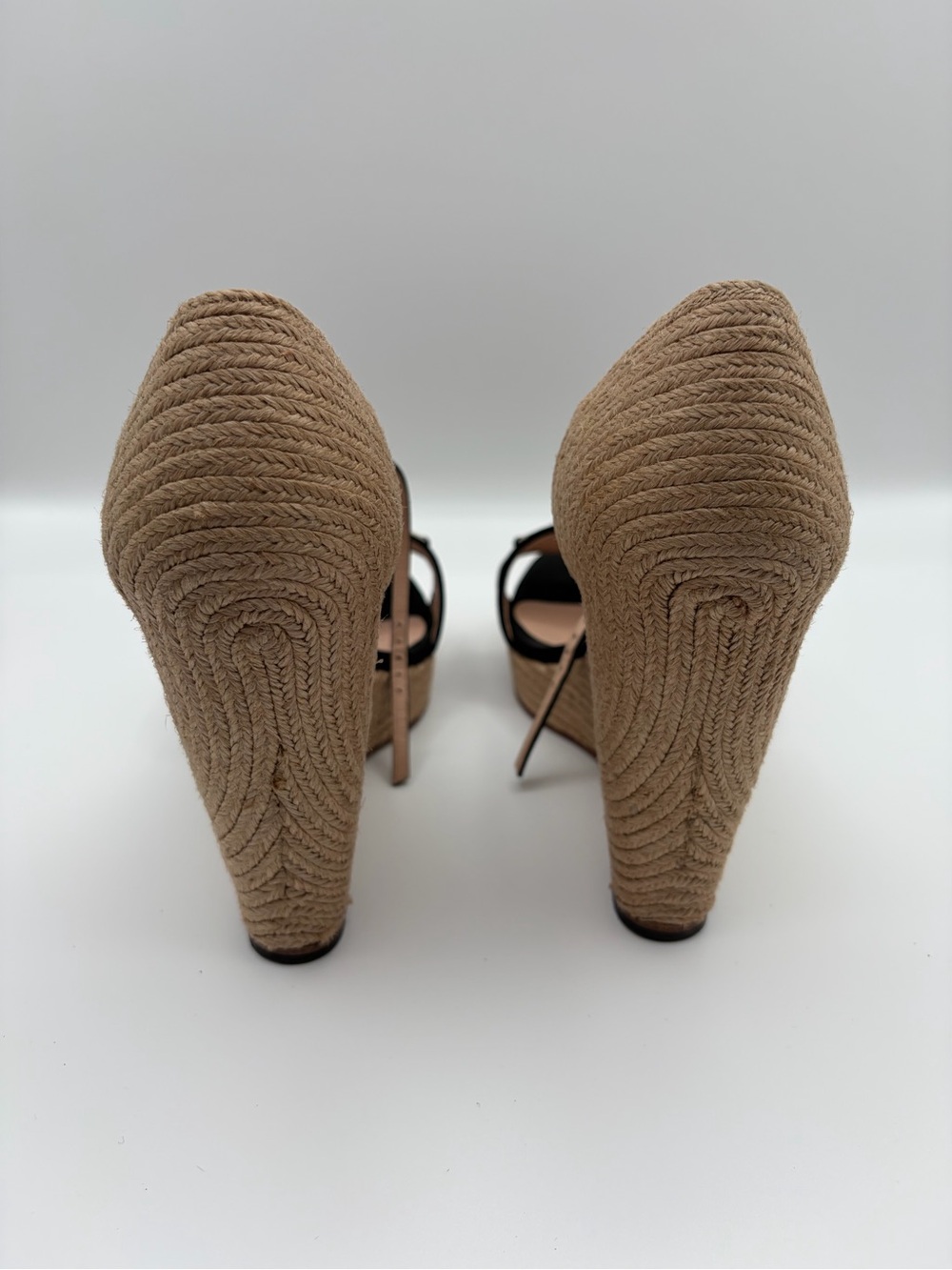 Gucci Horsebit Kid Suede Espadrille Wedge Sandals Black Size 40 - Picture 6 of 9